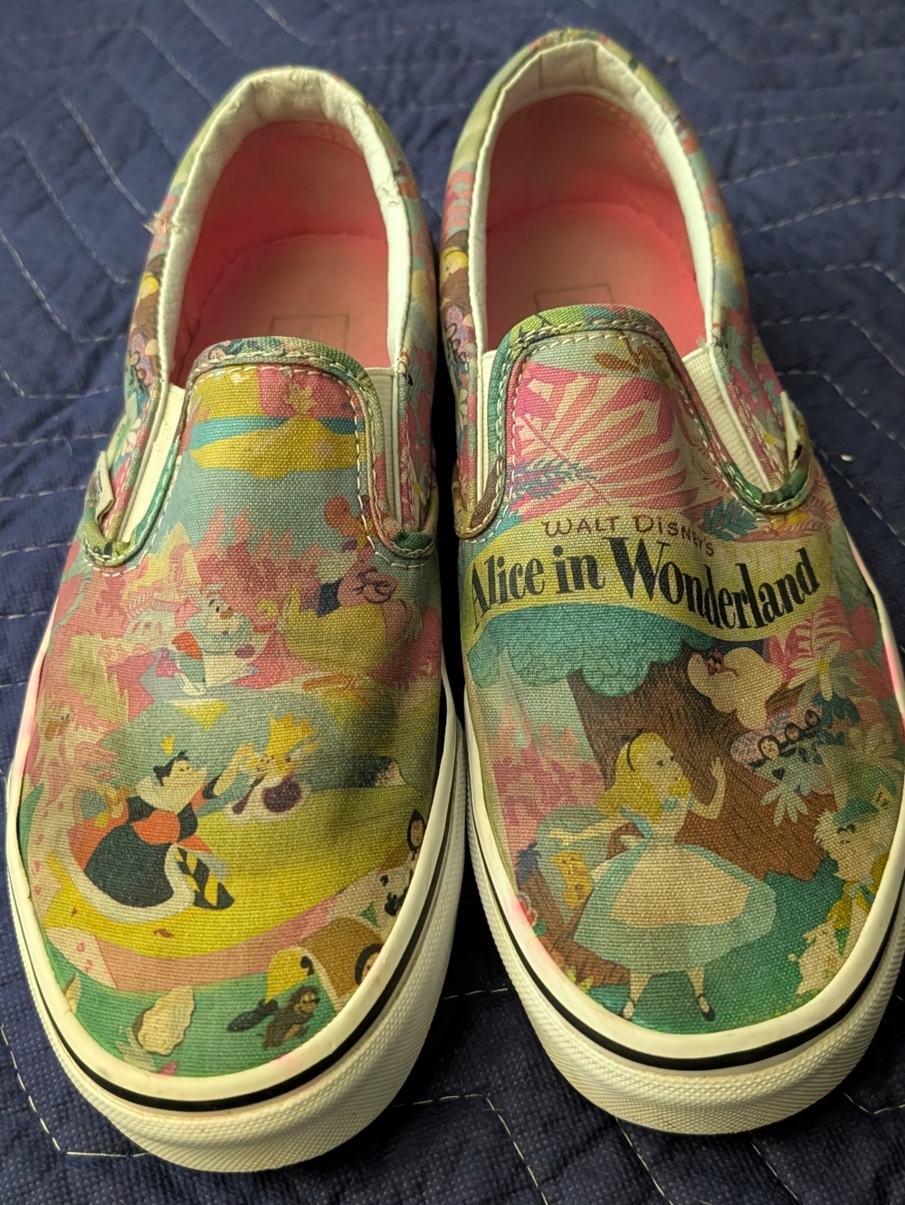 Alice in Wonderland Womans Slip-On Shoes - Multicolor Size 9 Made By Vans